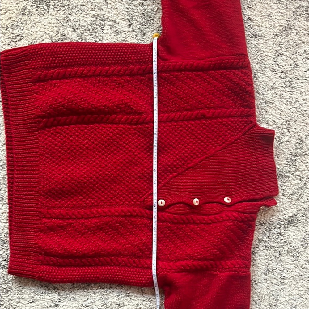 MADE IN URUGUAY Ladies medium Red Turtleneck Sweater 100% virgin wool hand knit - Picture 5 of 10